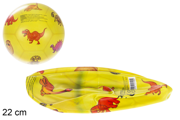 Palla di plastica decorata con dinosauri da 22 cm