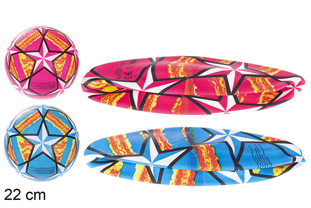 [115777] Boule en plastique décorée d'étoiles multicolores 22 cm