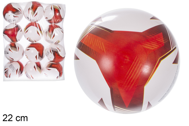 [115779] Red triangle decorated plastic ball 22 cm