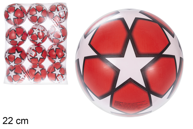 [115782] Red star decorated plastic ball 22 cm