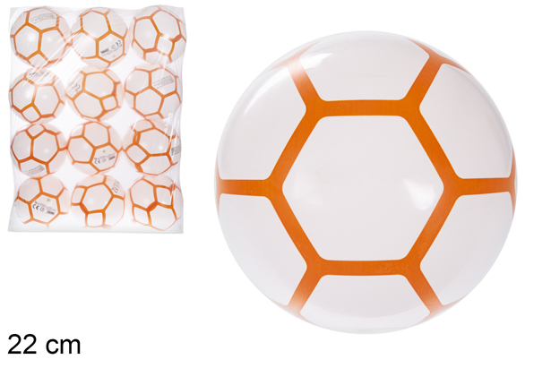 [115785] Bola plástica decorada hexagonal laranja 22 cm