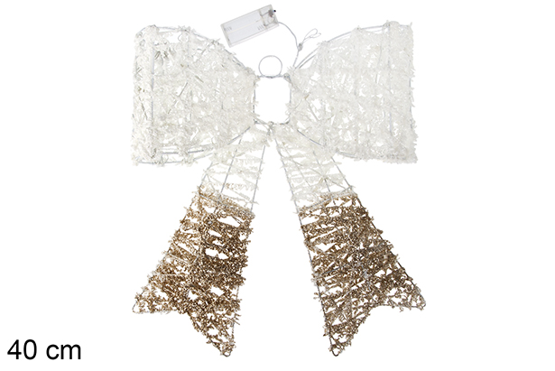 [115806] Lazo decorativo Navidad oro & blanco purpurina 40 cm