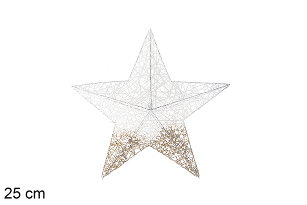 Estrela decorativa de Natal glitter dourado/branco 25 cm