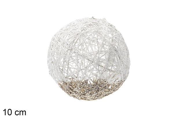 Bola decorativa Navidad oro&blanco purpurina 10 cm