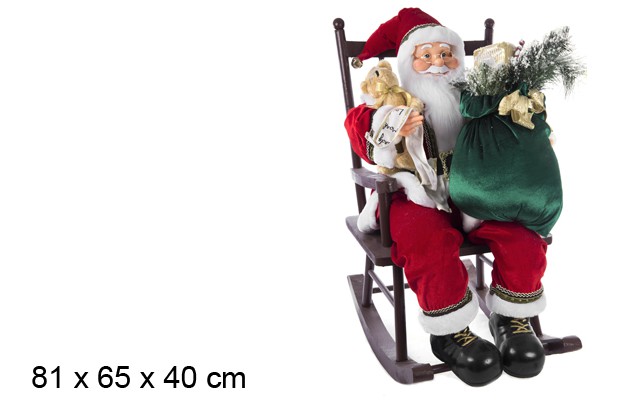 Père Noël en chaise à bascule 81x65 cm