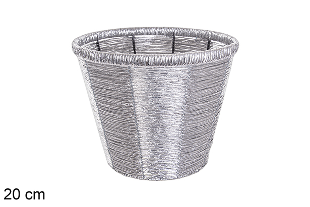 Round shiny silver planter20 cm