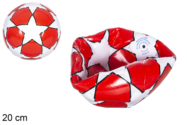 [115832] Balón plástico fútbol estrella clásico rojo 20 cm