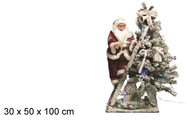 Papa Noel y árbol 30x50 cm