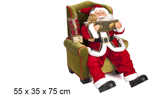 Père Noël assis dans un fauteuil 55x35 cm