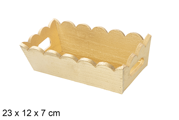 Vassoio natalizio in legno ondulato oro 23x12 cm