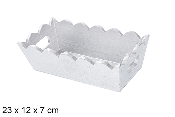 Bandeja madera ondulada Navidad color plata 23x12 cm