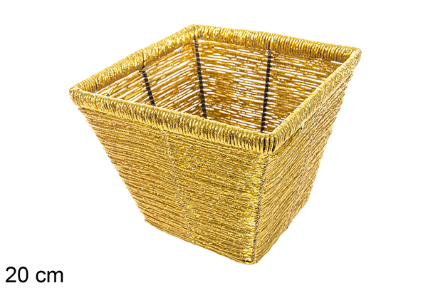 Fioriera quadrata oro lucido 20 cm