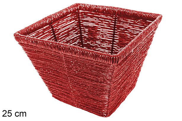 Macetero cuadrado rojo brillante 25 cm