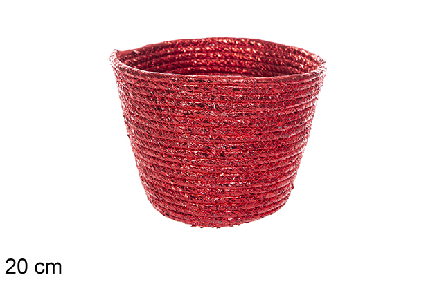 Cesta redonda cuerda de papel rojo 20 cm