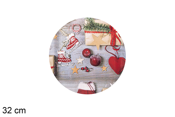 Bandeja plástico redondo decorado navideño 32 cm