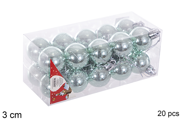 Pack 20 bolas verde menta brillo 3 cm