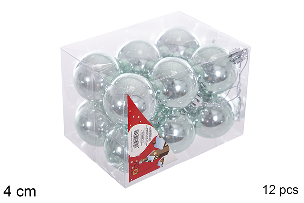 [116127] Pack 12 bolas de glitter verde menta 4 cm