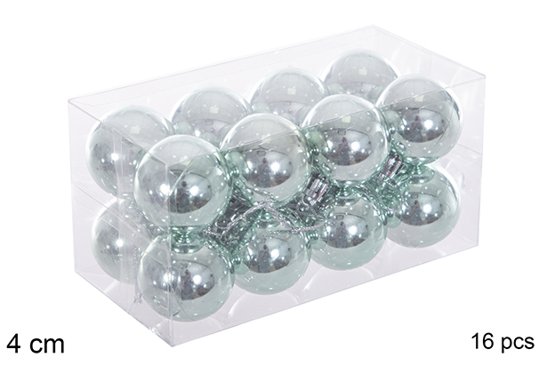 Pack 16 palline glitterate verde menta 4 cm