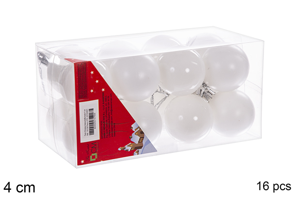 Pack 16 bolas blanca brillo/mate 4 cm