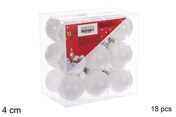 Pack 18 bolas blanca brillo/mate 4 cm
