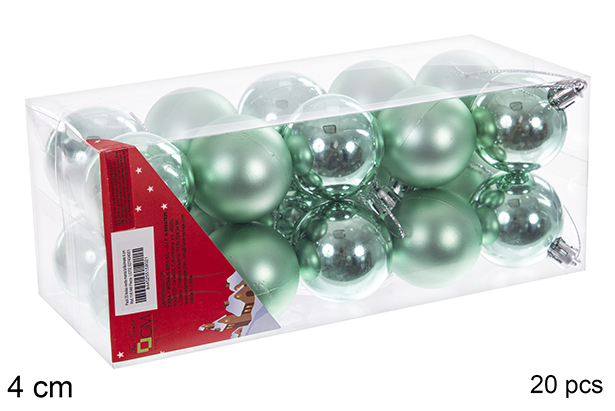 Pack 20 mint green glossy/matte balls 4 cm
