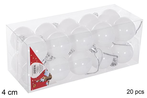 Pack 20 white glitter balls 4 cm