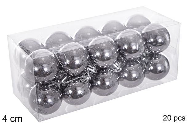 Pack 20 palline glitterate grigie 4 cm