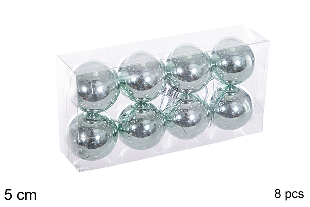 Pack 8 bolas verde menta brillo 5 cm