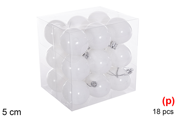 Pack 18 white glitter balls 5 cm