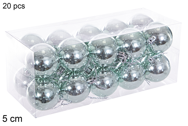 Pack 20 palline glitterate verde menta 5 cm