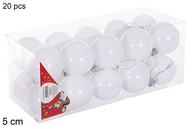 Pack 20 boules à paillettes blanches 5 cm