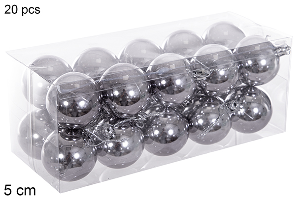 Pack 20 boules à paillettes grises 5 cm