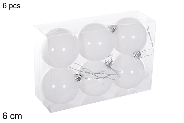 Pack 6 boules à paillettes blanches 6 cm