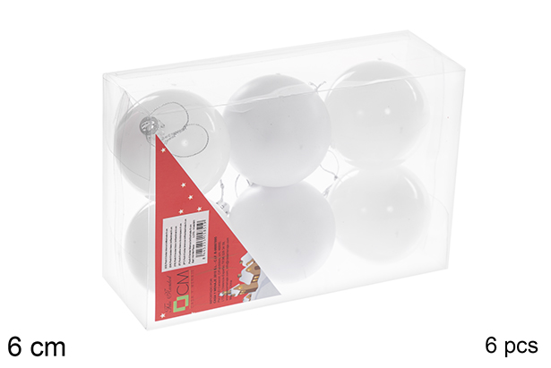 Pack 6 palline bianco lucido/opaco  6 cm