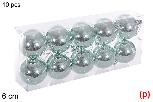 Pack 10 palline glitter verde menta 6 cm