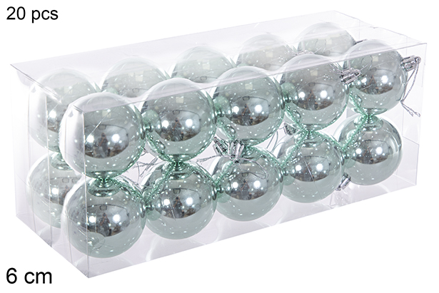 Pack 20 bolas de glitter verde menta 6 cm