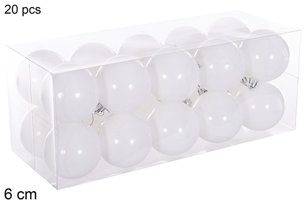 Pack 20 bolas blanca brillo 6 cm