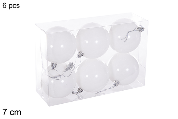 Pack 6 white glitter balls 7 cm