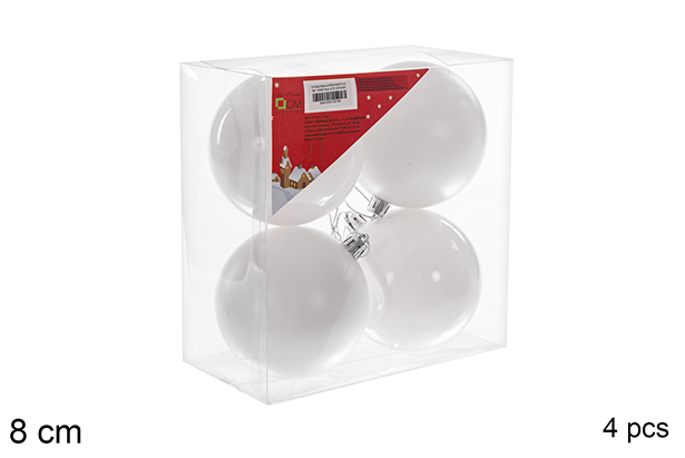 Pack 4 boules blanc brillant/mat 8 cm