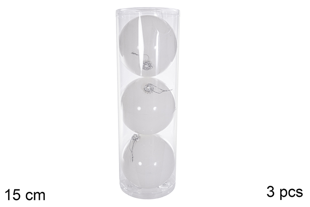 Pack 3 palline glitter bianche 15 cm