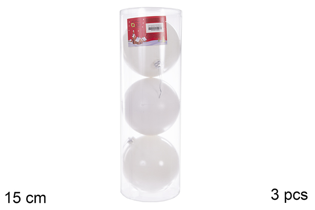 Pack 3 boules blanc brillant/mat 15 cm