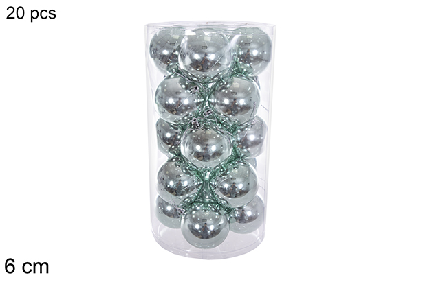 Pack 20 boules pailletées vert menthe cylindre 6 cm
