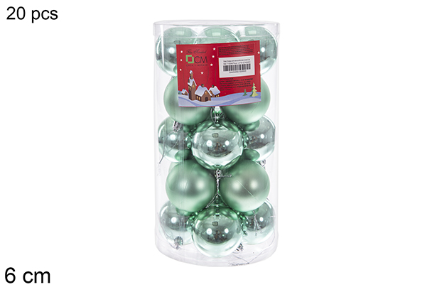 Pack 20 mint green gloss/matte balls cylinder 6 cm