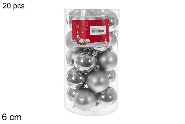 Pack 20 boules gris brillant/mat cylindre 6 cm