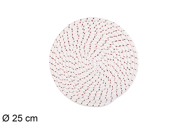 [116556] Salvamantel de algodón blanco/rojo 25 cm