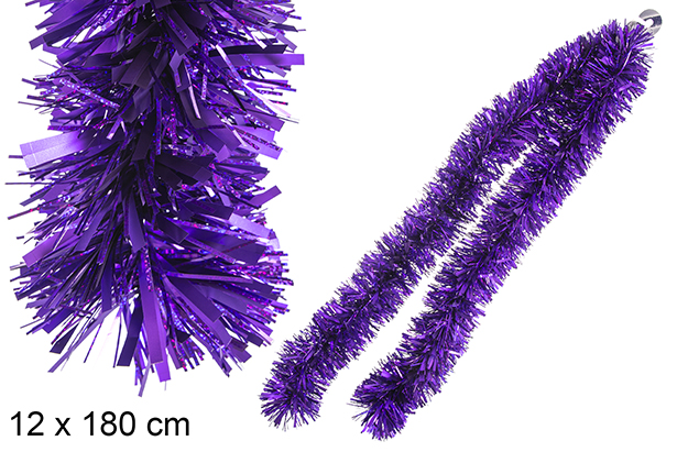 Boa pelo ancho morado mate holográfico 12x180 cm