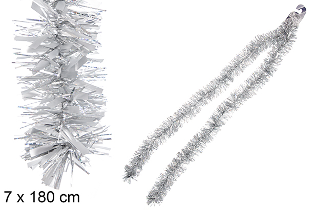Holographic matte silver wide hair boa 7x180 cm