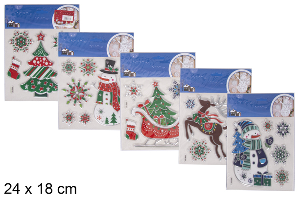 Adhesivos Papa Noel para decorar ventana 24x18 cm