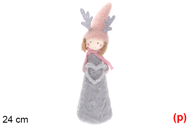[116895] Muñeca hada con cuernos plata 24 cm
