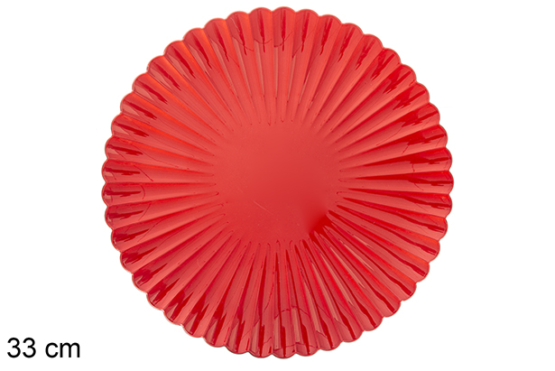 Bajo plato decorativo rojo brillo 33 cm 